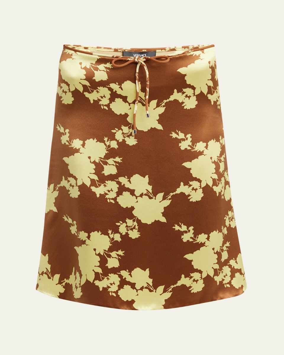 Wild Rose Drawstring Satin Crepe Skirt